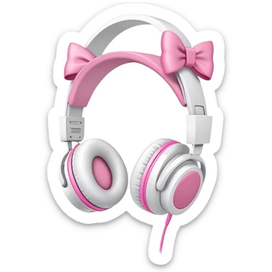 White headphones with pink bow sticker
