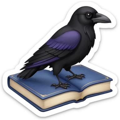 Raven on book sticker