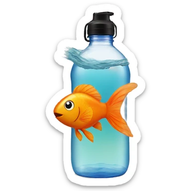 Orange fish swimming in water bottle sticker