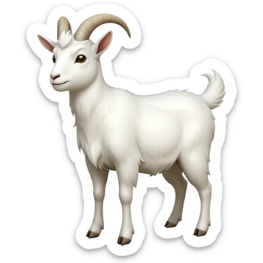 cinematic-[white goat]-realistic-full-body-standing-emoji,-tail-flicking-lazily,-head-tilted-dramatically,-sleek-[white]-fur,-simplified-yet-realistic-focused-features,-highly-detailed,-glowing-with-an-almost-sarcastic-glow sticker