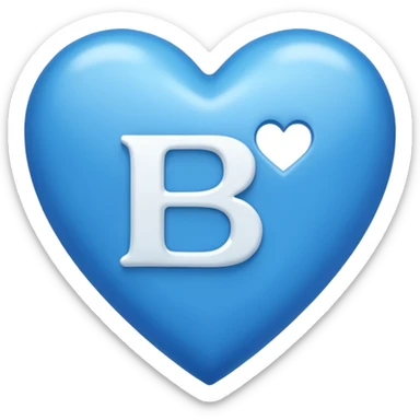 LETTER " B" Inside the heart shape, the heart is in blue color and the letter "B" is in white color sticker