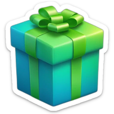 3d smooth gift box with rounded corners gradient blue to green sticker