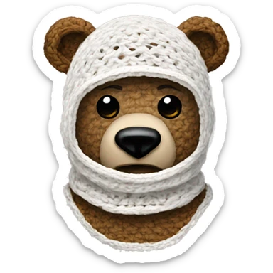 Bear with balaclava crochet sticker