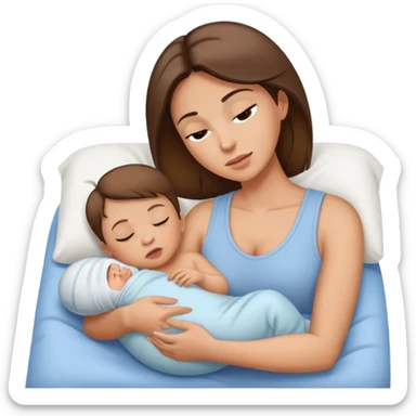 Light brunette fit mom forcing baby boy to go to sleep sticker