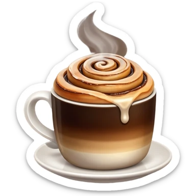 Чашка кофе и булочка с корицей sticker