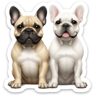 2 French bulldogs sitting next to each other sticker