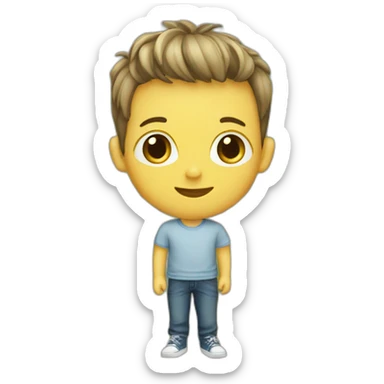 a boy with haircut name curtains  sticker