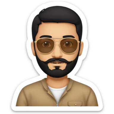 Indian man with  black hair and beard and black sunglasses sticker