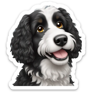 black and white aussie doodle dog sticker