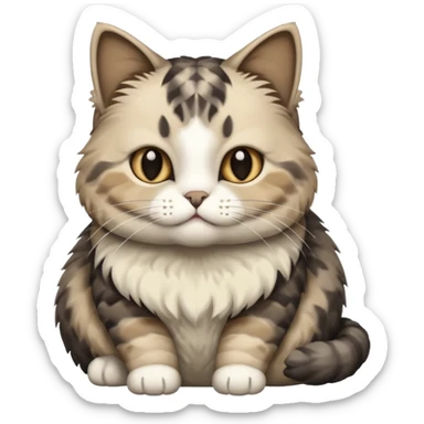 cat with écaille de tortue grey White and beige sticker