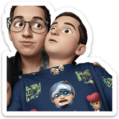 two boys in stylish shirts sticker