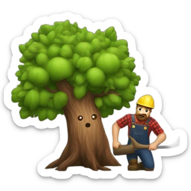 A tree attacking a lumberjack  sticker