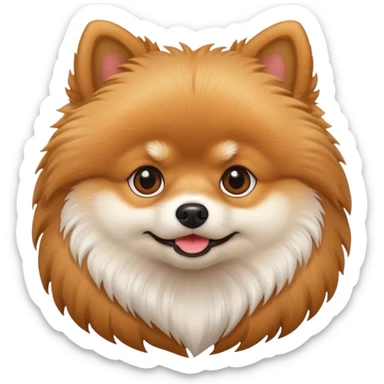 A cute Pomeranian Spitz emoji in the style of Apple emojis. sticker