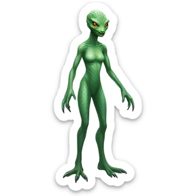 a reptilian alien woman full body sticker