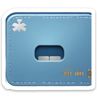 back of a blue credit card with a diaganol slash going through it sticker