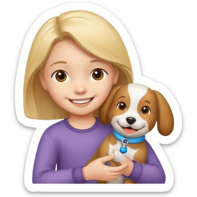 child with dog toy sticker