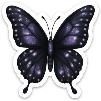 sparkling black butterfly sticker