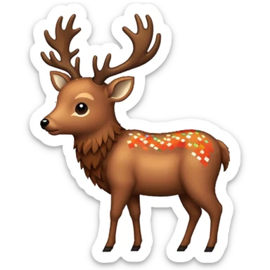pixel deer eating words sticker