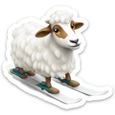 Une chèvre entrain de faire du ski  sticker