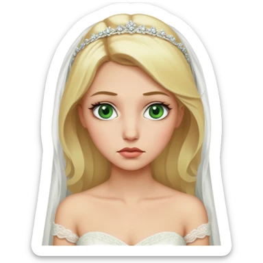 Fille cheuveux blond longt yeux vert  maquiller robe de mariage méttise chronique sticker
