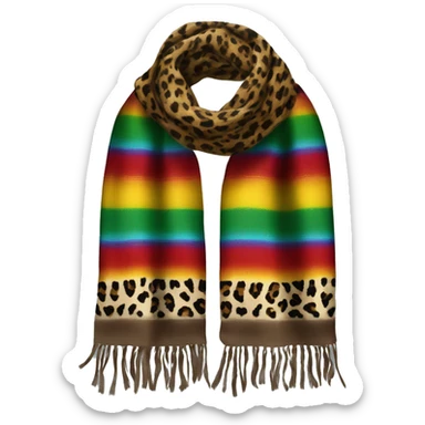 Realistic isolated serape with leopard print pattern winter scarf.  sticker