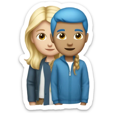 Girl with brown hair with a boy with blonde hair and blue eyes  sticker