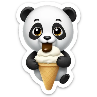 Panda eating ice cream sticker