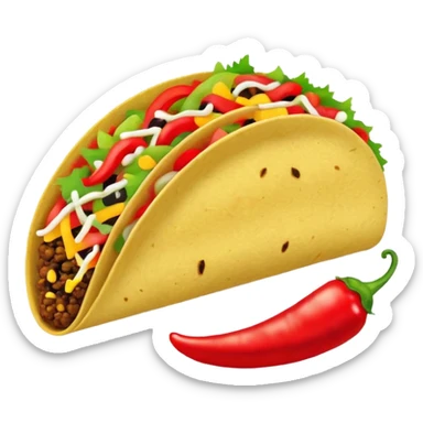 Mexican cuisine humanless avatar in bright style illustration. Taco with peppers, colorful palette, simple shapes, flat design, festive and bold. sticker