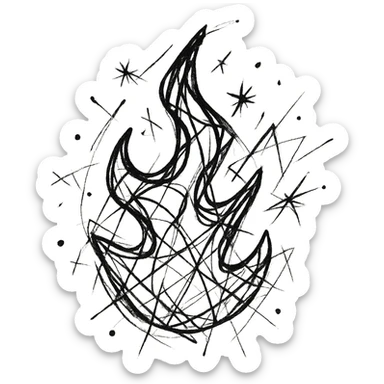 abstract flame shape, chaotic geometric outline style sticker