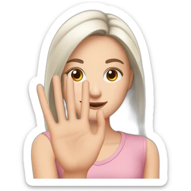 white girl showing three fingers on one hand sticker