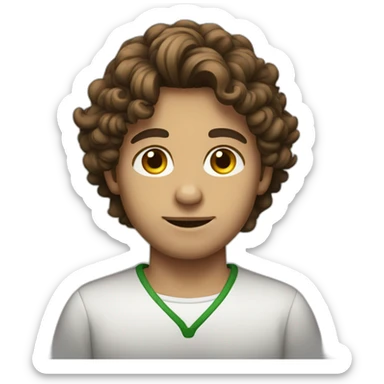 Young men type italian with long curly brown hair sticker