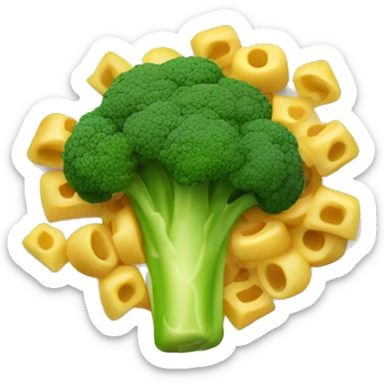 dish with macaroni and pieces of broccoli sticker