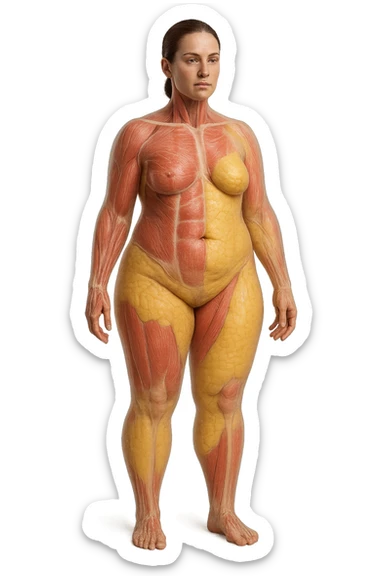 Donna Composizione Corporea Sbilanciata su un corpo umano in 3D sticker