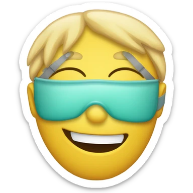 Emojis qui pleur mais qui fait semblant de rire avec un masque devant lui  sticker
