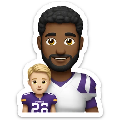 white dad and son with minnesota viking helme sticker