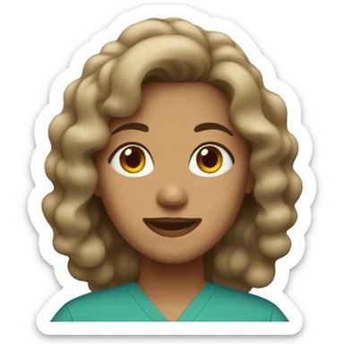 tan woman with wavy hair in scrubs sticker