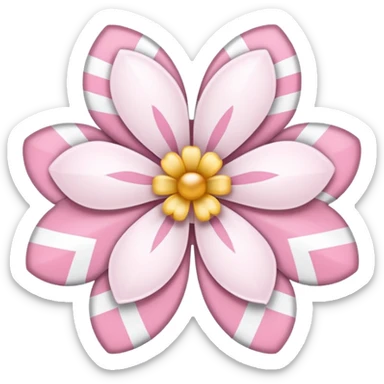 white sakura flower with a bow and chevron pattern petals sticker