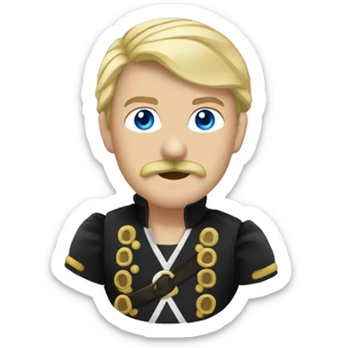 Black sash Male pirate black captain  black moustache blue eyes short blond hair  sticker