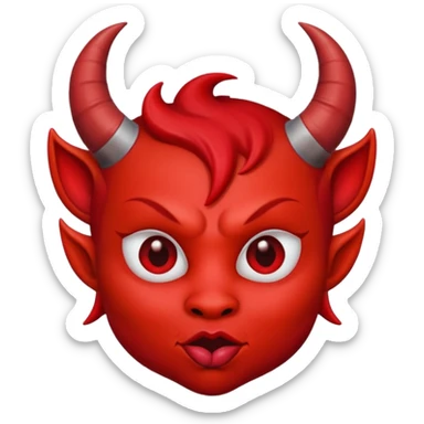 Cute devil with kissing lips less scary sticker