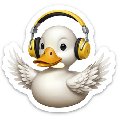 duck listening to music with headphones  sticker