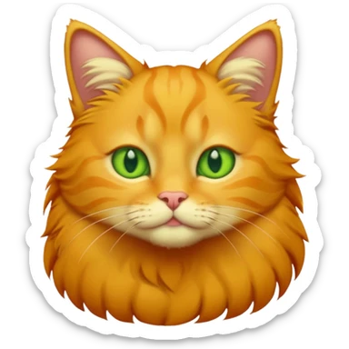 GATO AMARILLO SIN OREJAS VERDES Y OJOS VERDES Y MAS PELUDO sticker