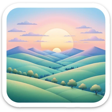 morning sky landscape, soft sunrise colors, gentle hills sticker