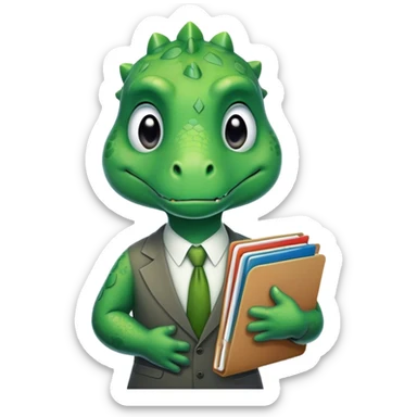 sad office dinosaur holding folders sticker
