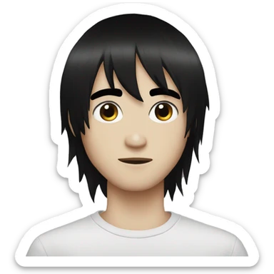 emo guy black hair black eyeliner bangs sticker