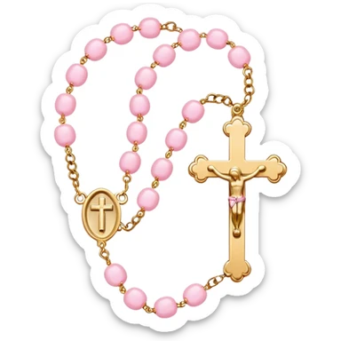 Light pink with gold cross rosary  sticker