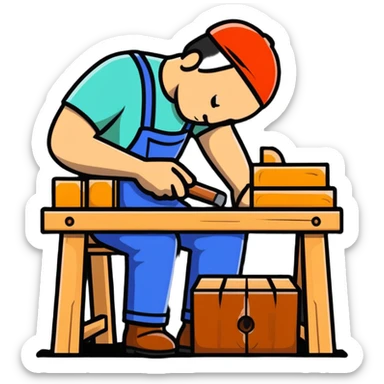 woodworker crafting furniture sticker