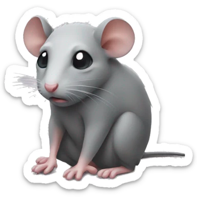 Cute sad rat sticker