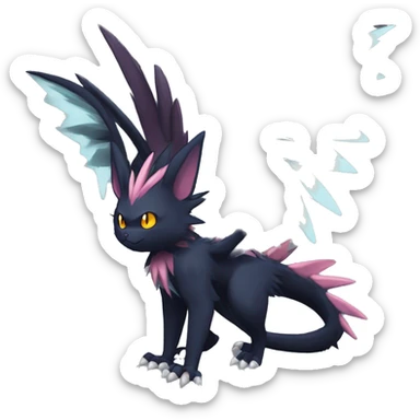 Edgy Cool Fluffy Spiky Winged Dark type Shadow type Nargacuga-Noivern-Pokémon-fusion-cat Full Body sticker
