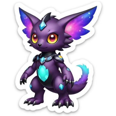 Cute cool colorful dark nebula fantasy-Digimon-animal-hybrid full body sticker