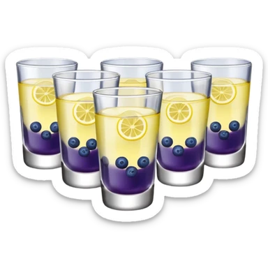 Four, shot glasses with blueberry lemon drop in them  sticker